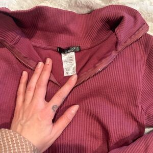 Ribbed half Zip-Up Jacket